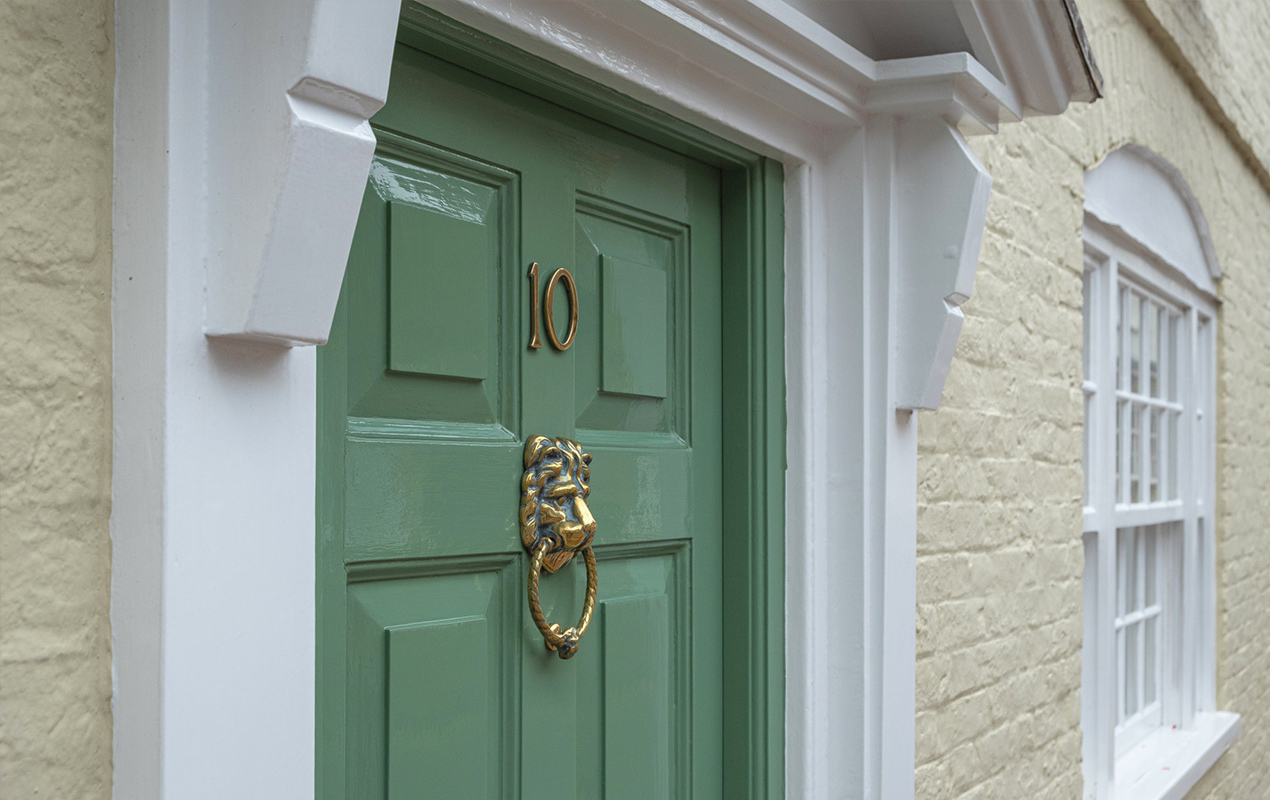 Home exterior composite door with hardware