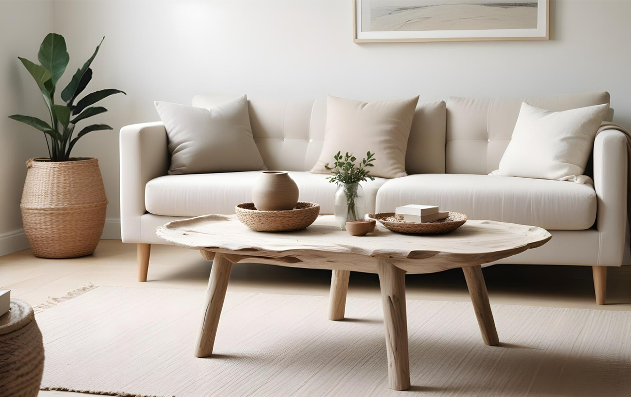 Living room with wooden furniture