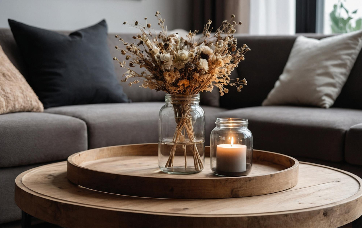 Home interior with tray decor