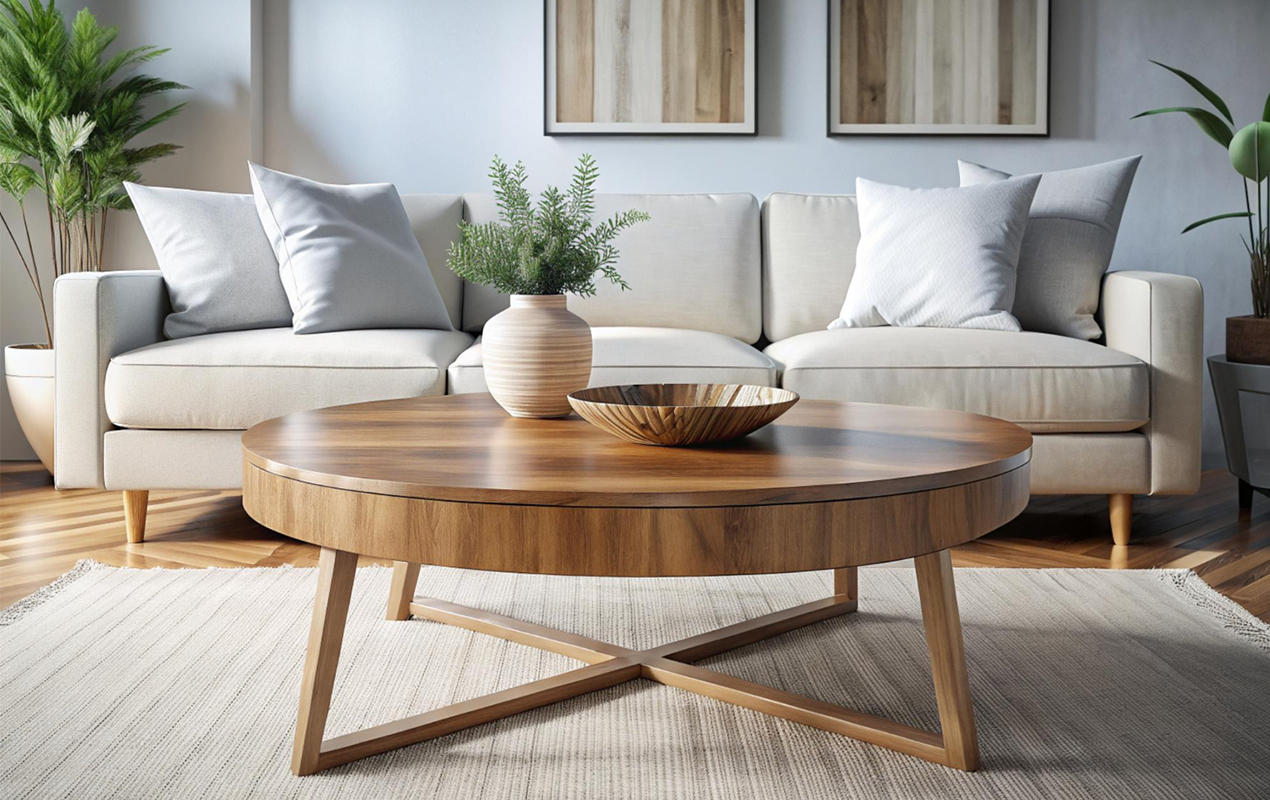 Modern living room ideal coffee table size