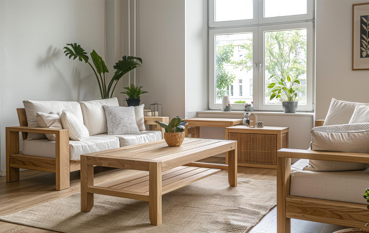 Scandinavian living room with the ideal coffee table size