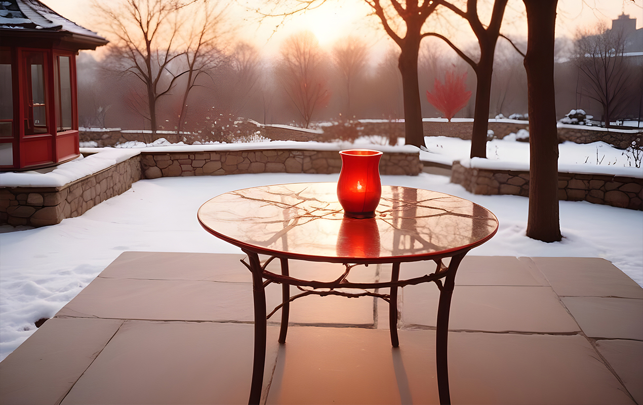 Home patio with glass coffee table