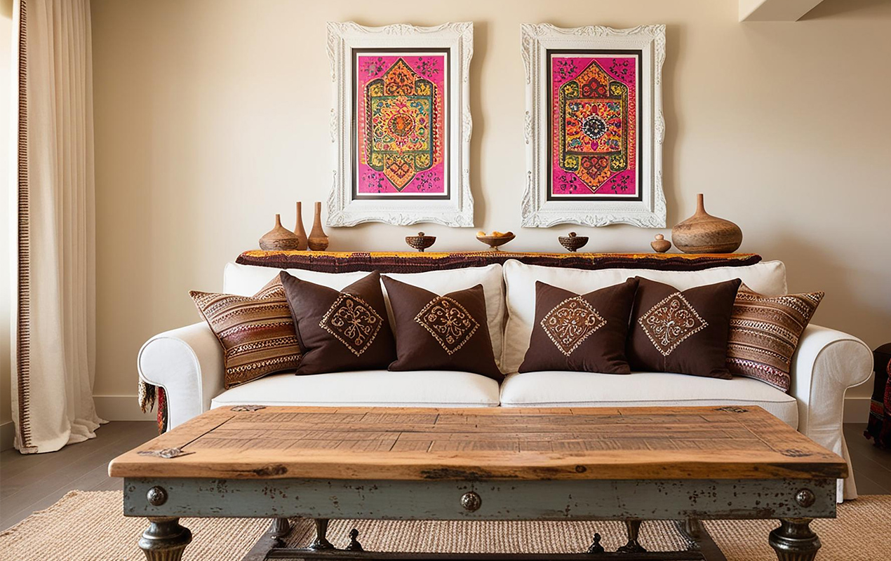 Living room with rustic furniture