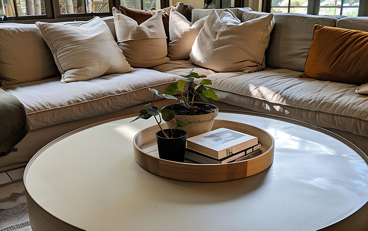 Living room interior with large furniture