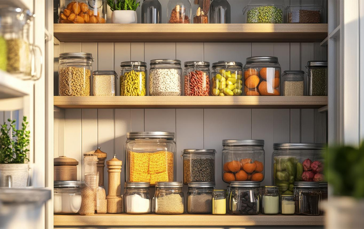 Home pantry with shelve unis