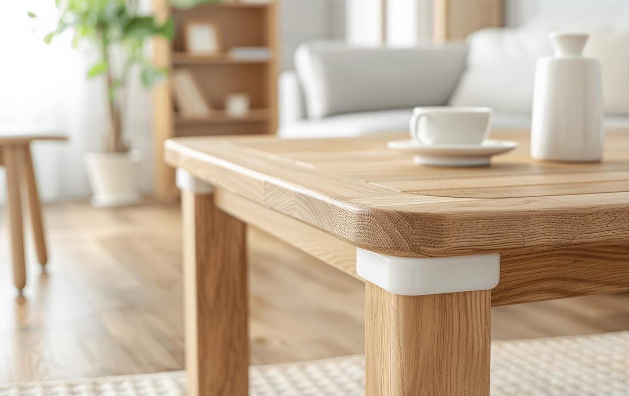 Living room with osk wood coffee table protection