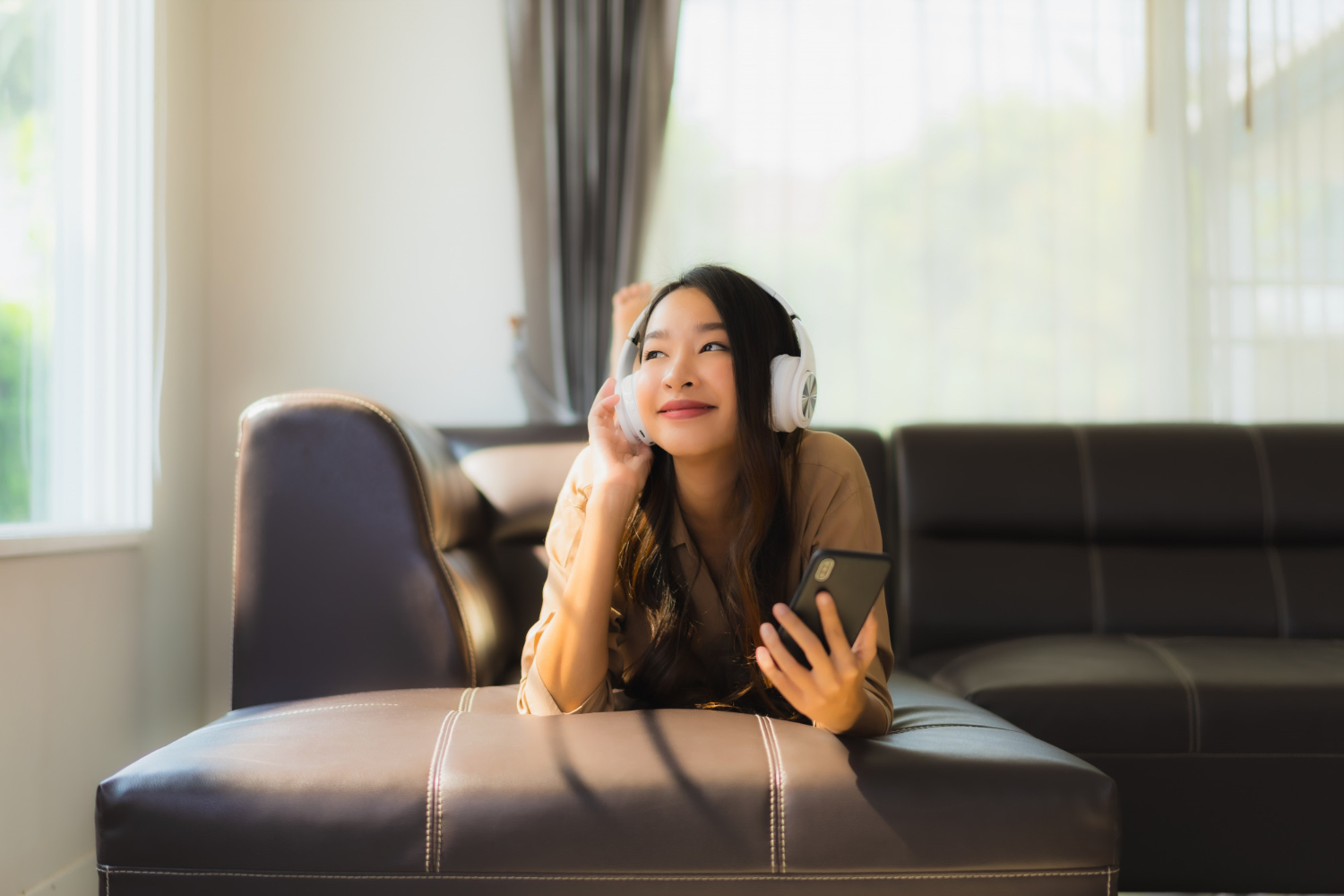 woman listening to music