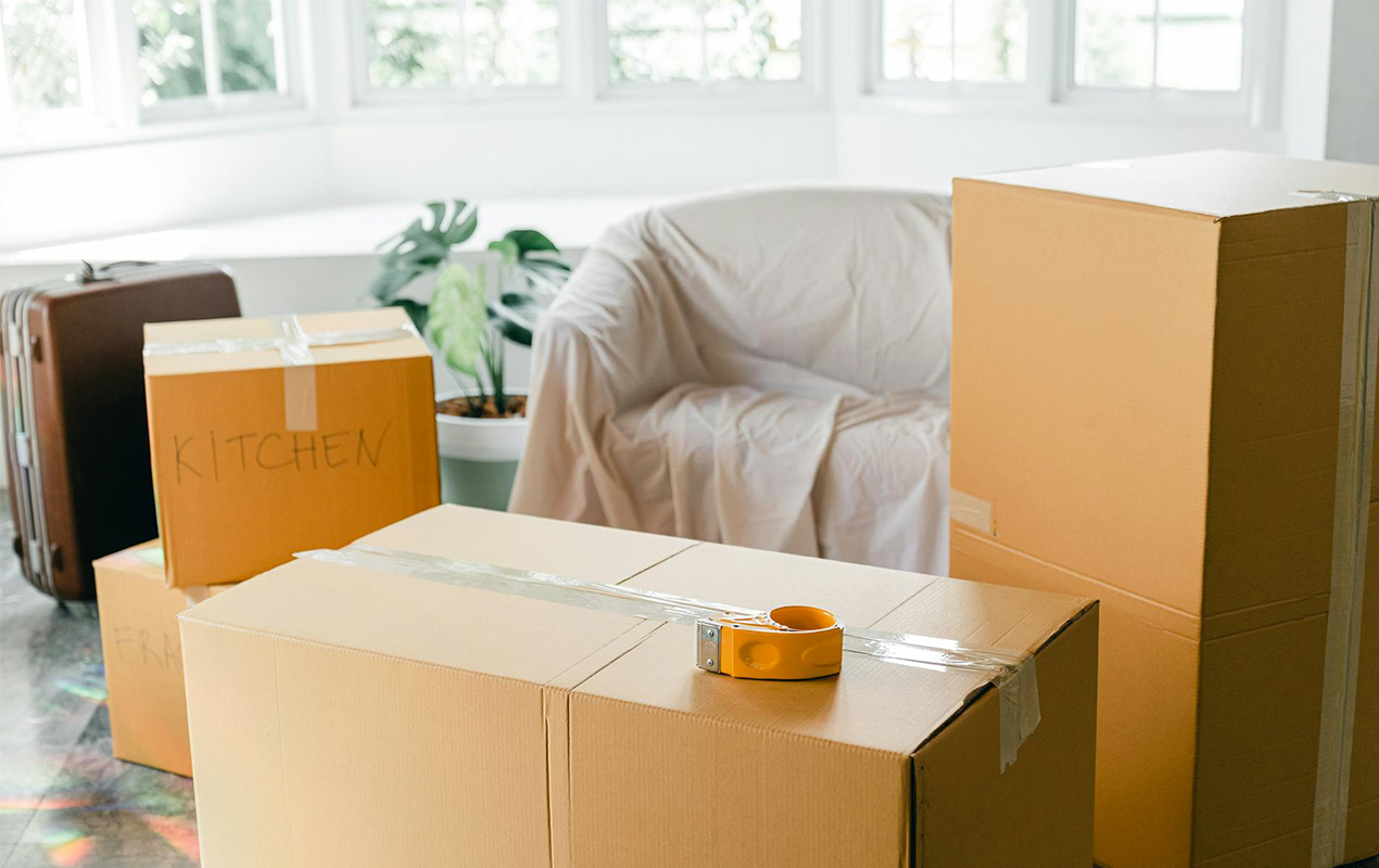 Furniture and boxes prepared for move without ruining your furniture