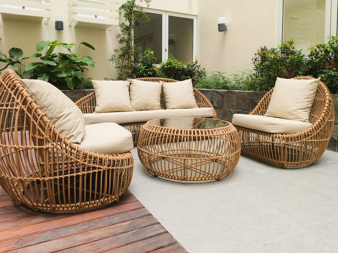 Outdoor rattan furniture